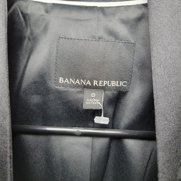 Banana Republic Black Jacquard Long Line Tuxedo Blazer Size 0 - Picture 4 of 11